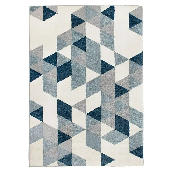 Alfombra Neus - Azul/Blanco, 90 x 60 cm, 100% Polipropileno - Vista superior