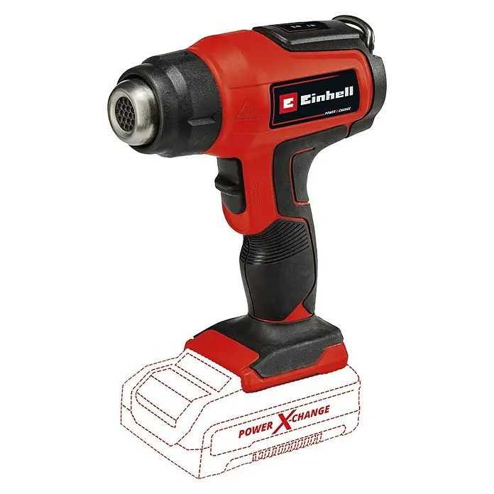 Einhell Power X-Change Akku-Heißluftgebläse TE-HA 18 Li-Solo - Ohne Akku, 18 V, Temperaturbereich: 350 °C - 550 °C - Diagonale Ansicht