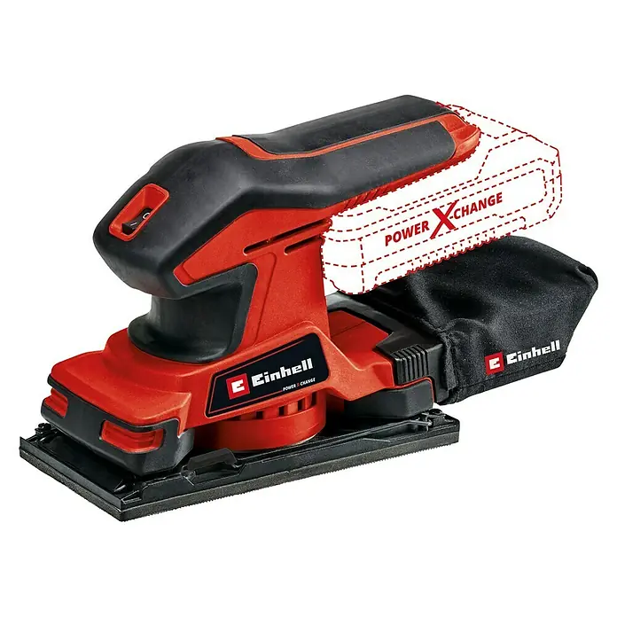 Einhell Power X-Change Bežična vibracijska brusilica TC-OS 18/187 Li Solo - 18 V, Bez akumulatora, 5 Ah, Broj oscilacija u praznom hodu: 0 – 24.000 okr./min, Brusna površina: 181,39 cm² - Dijagonalni pogled