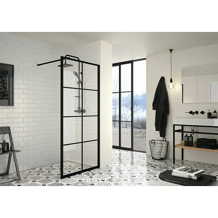 Camargue Stockholm Tuš stijena - Š x V: 100 x 193 cm, Premazano, Debljina: 6 mm, Crne boje - Živopisni prikaz
