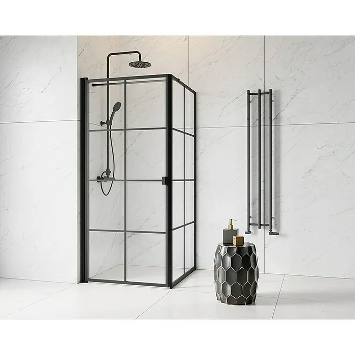 Camargue Stockholm Duschwand - B x H: 80 x 195 cm, Beschichtet, Stärke: 6 mm, Schwarz - Stimmungsaufnahme