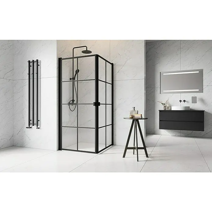 Camargue Stockholm Tuš stijena - Š x V: 80 x 195 cm, Premazano, Debljina: 6 mm, Crne boje - Živopisni prikaz