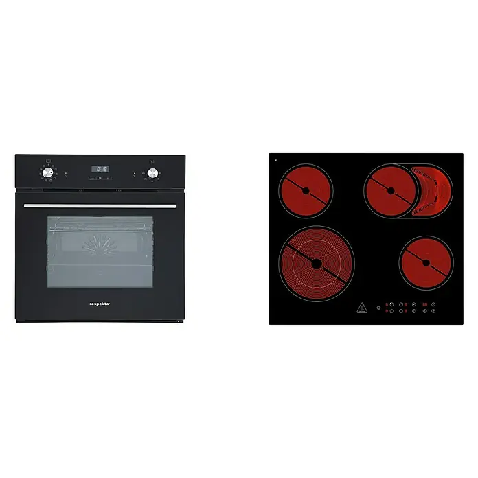 Respekta Einbauherd-Set Digiset 8 GPP + 5500 - Anzahl Beheizungsarten: 9 Stk., Edelstahl/Schwarz - Vorderansicht