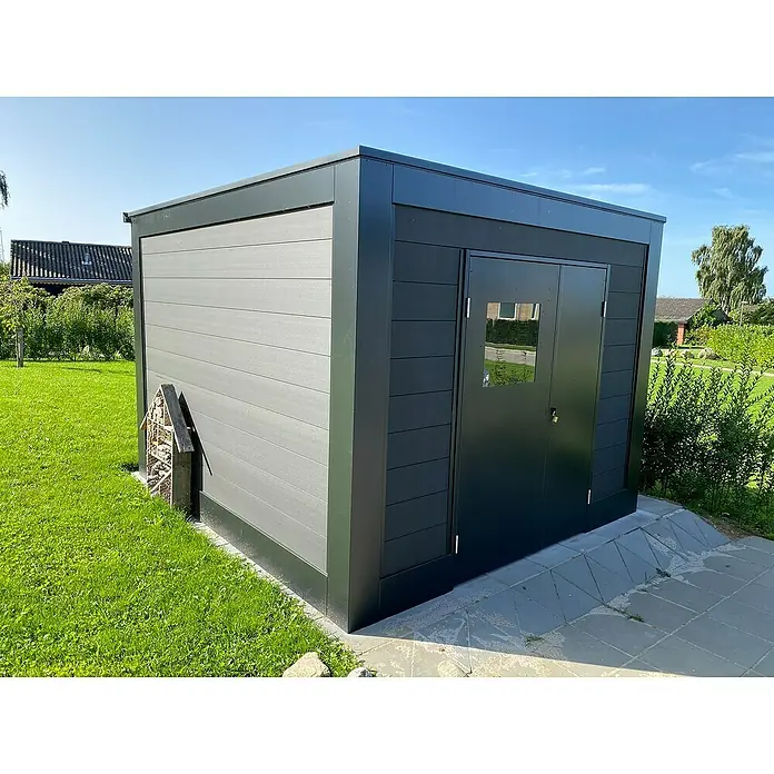 Abson Gerätehaus - 3,3 x 3 m, Passend für: Abson Carports - Stimmungsaufnahme