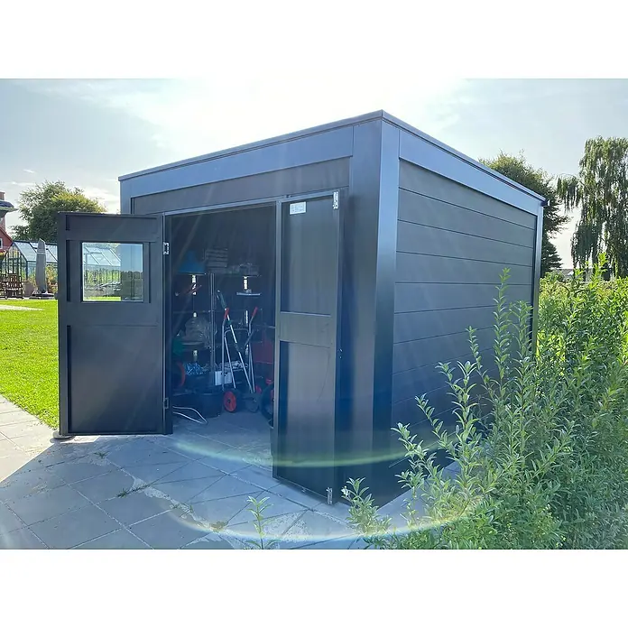 Abson Gerätehaus - 3,3 x 3 m, Passend für: Abson Carports - Stimmungsaufnahme