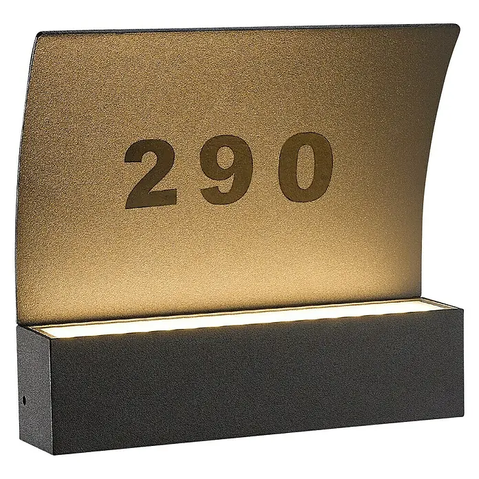 Starlux LED-Außenwandleuchte Numero - 8 W, 22 x 5,3 x 19,6 cm, Dunkelgrau, IP65 - Diagonale Ansicht