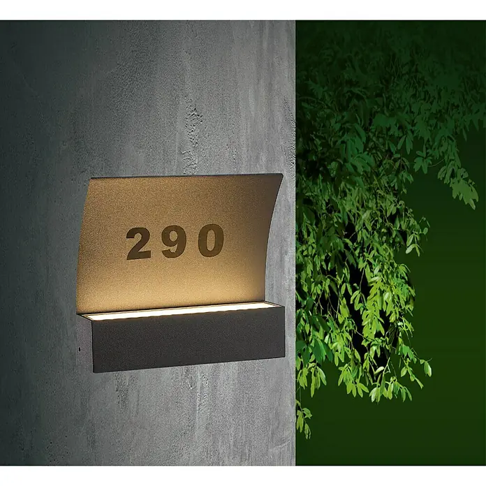 Starlux LED-Außenwandleuchte Numero - 8 W, 22 x 5,3 x 19,6 cm, Dunkelgrau, IP65 - Stimmungsaufnahme