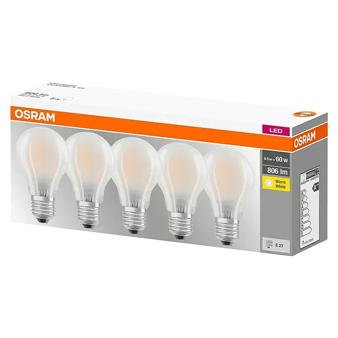Osram Star Ledlamp - 5 stk., 7 W, E27, Warm wit, Mat - Diagonaal zicht