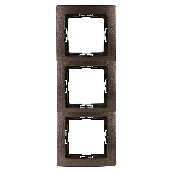 Voltomat Abdeckrahmen Mailand - Palisanderbraun, 3-fach, Kunststoff - Vorderansicht