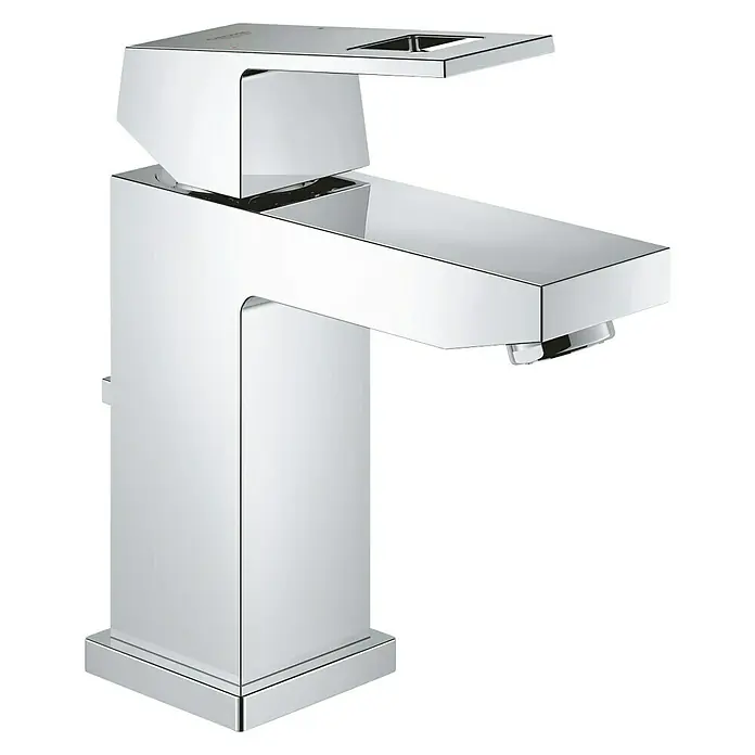 Grohe Eurocube Waschtischarmatur S-Size - Chrom, Mit Zugstange, Mit Durchflussbegrenzung - Diagonale Ansicht