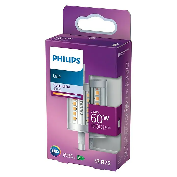 Philips Bombilla LED Classic CW - R7s, 60 W, 1.000 lm - Vista angular