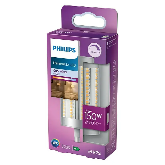Philips Bombilla LED Classic CW - R7s, 150 W, 2.460 lm - Vista angular