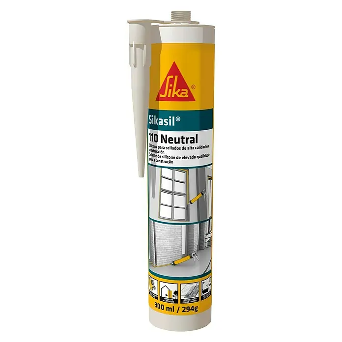 Sika Silicona Sikasil-110 Neutral - Transparente, 300 ml - Vista frontal
