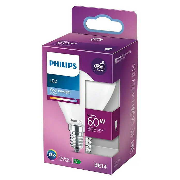 Philips Bombilla LED Classic CDL - E14, 60 W, 806 lm - Vista frontal