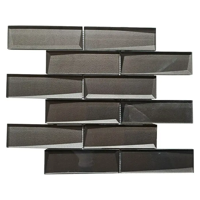 Mosaikfliese Rechteck Crystal XBH SW09 - 30 x 30 cm, Schwarz, Glänzend - Draufsicht