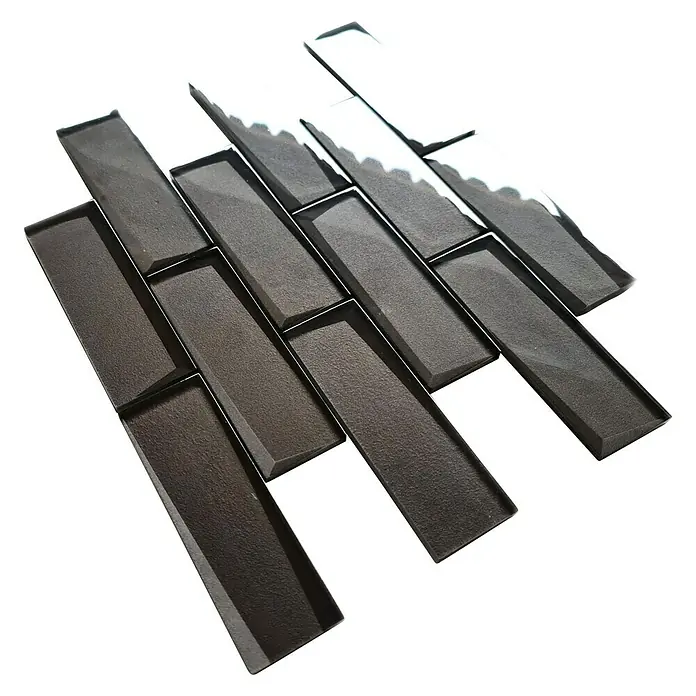 Mosaikfliese Rechteck Crystal XBH SW09 - 30 x 30 cm, Schwarz, Glänzend - Ansicht von oben