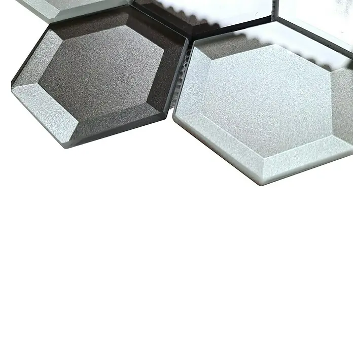 Mosaikfliese Hexagon Crystal XBH HX159 - 22,5 x 26,5 cm, Braun/Weiß, Glänzend - Detailaufnahme