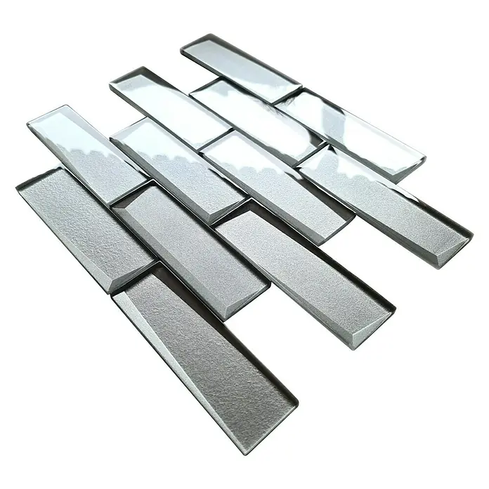 Mosaikfliese Rechteck Crystal XBH SW01 - 30 x 30 cm, Weiß, Glänzend - Ansicht von oben
