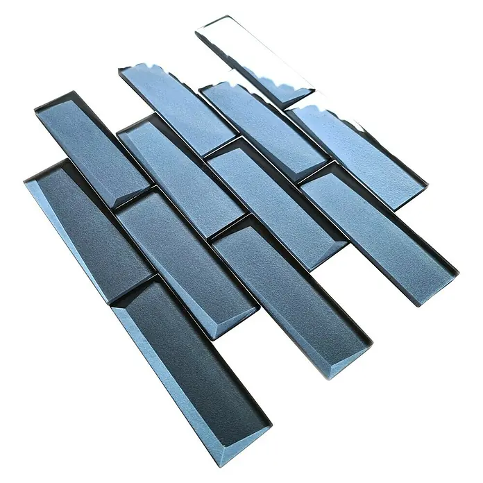 Mosaikfliese Rechteck Crystal XBH SW05 - 30 x 30 cm, Grau, Glänzend - Ansicht von oben