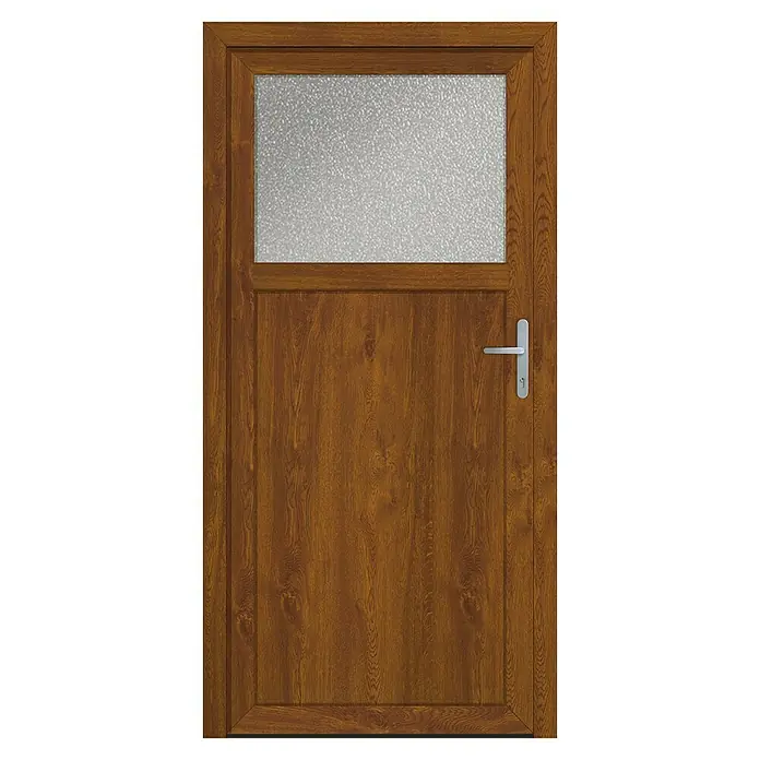 Solid Elements Nebeneingangstür Modell 8004 - 98 x 198 cm, DIN Anschlag: Rechts, Golden Oak/Weiß - Vorderansicht