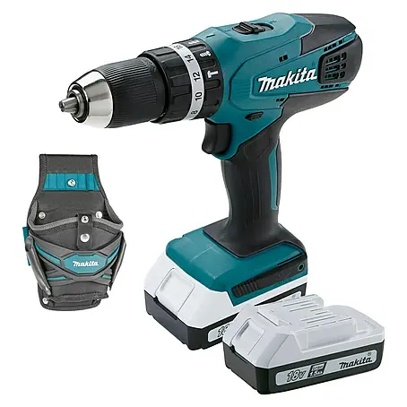Makita  Taladro atornillador percutor de batería HP457DWE + cartuchera