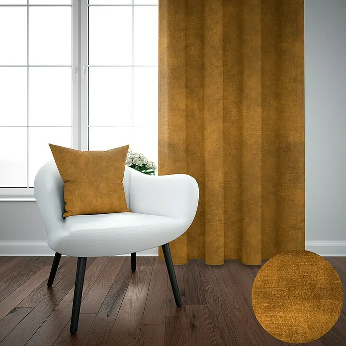 Cojín Decent Velvet - Ocre, 45 x 45 cm, 100% poliéster - Foto ambiente