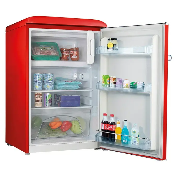 Corberó Nevera mini CF1PG90RR - Contenido útil total: 111 l, L x An x Al: 61,7 x 55,2 x 90 cm, Rojo - Vista frontal