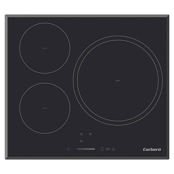 Corberó Placa de inducción CCIM3FBS320 - Zonas de cocción: 3 ud., Indicador de calor residual - Vista superior