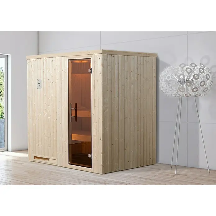 Weka Elementsauna Halmstad 1 - Ohne Ofen, Material Tür: Ganzglas, 144 x 194 x 199 cm - Stimmungsaufnahme