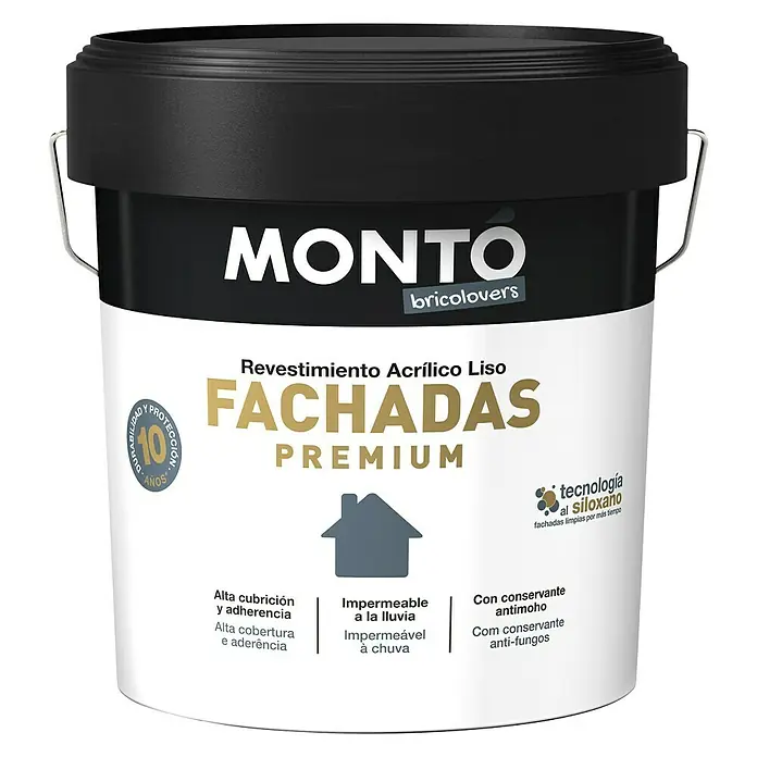 Montó Bricolovers Pintura para fachadas Premium - Blanco, 12 l, Mate - Vista frontal