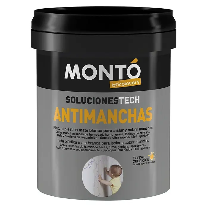 Montó Bricolovers Pintura antimanchas - Blanco, 750 ml, Mate - Vista frontal