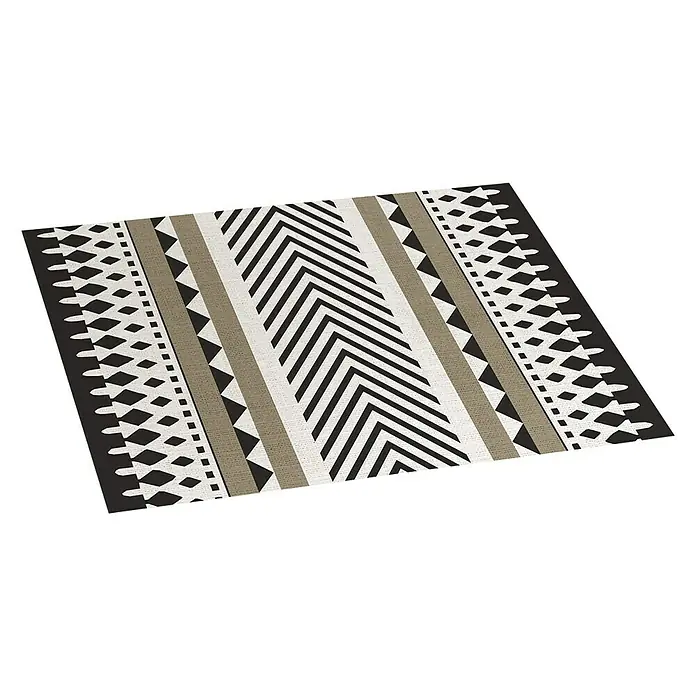 Alfombra de vinilo Croma Etnic stone - Blanco/Marrón, Negro, 75 x 45 cm - Vista descendente