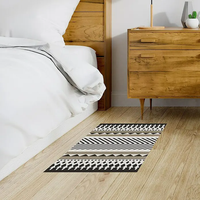 Alfombra de vinilo Croma Etnic stone - Blanco/Marrón, Negro, 75 x 45 cm - Foto ambiente