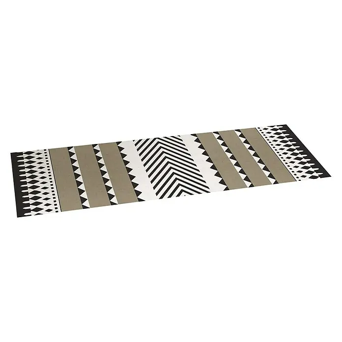 Alfombra de vinilo Croma Etnic Stone - Blanco/Marrón, Negro, 200 x 60 cm - Vista descendente
