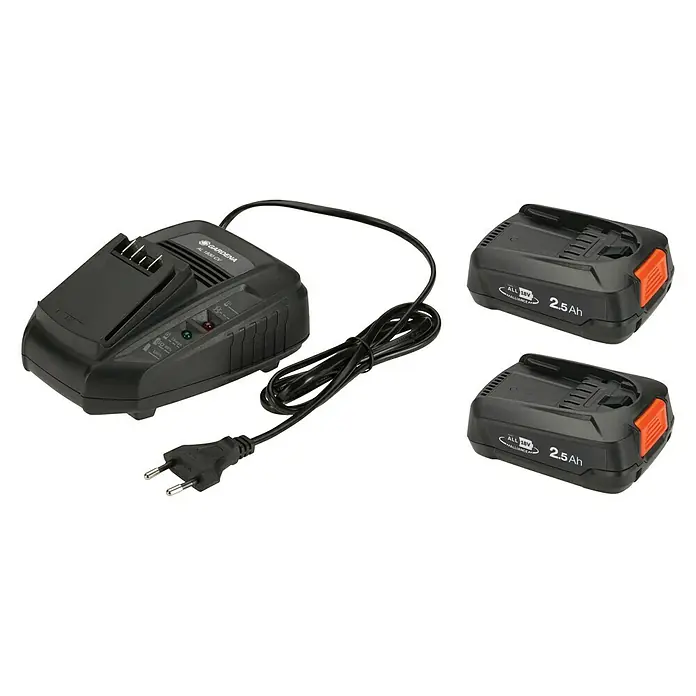 Gardena Početni set P4A 2 x PBA 18V / 45 + AL 1830 CV - 18 V, 2,5 Ah, 2 baterije - Dijagonalni pogled