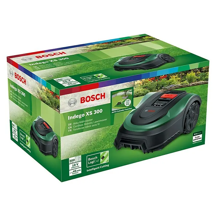 Bosch Robotska kosilica Indego XS 300 - 18 V, Litij-ionska, 2,5 Ah, 1 baterija, Maksimalna preporučena površina: 300 m² - Dijagonalni pogled