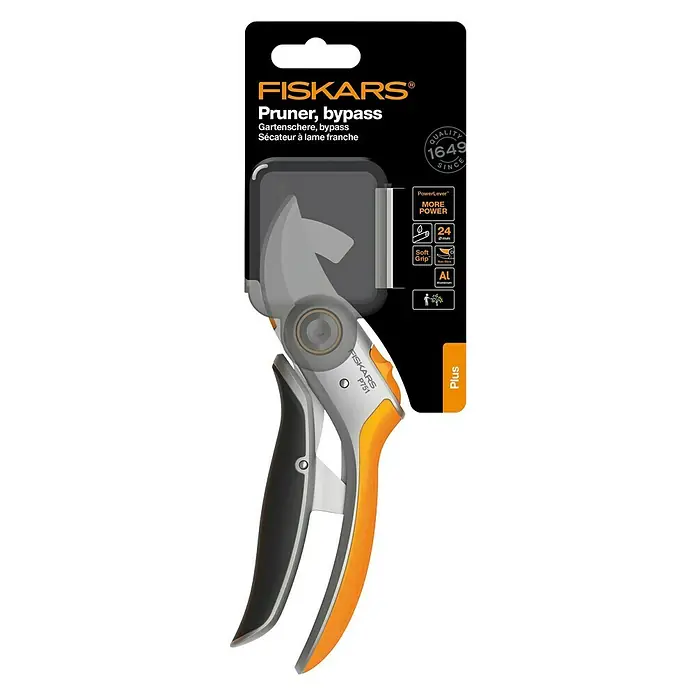 Fiskars Plus Gartenschere P751 - Bypass, Max. Aststärke: 24 mm - Vorderansicht