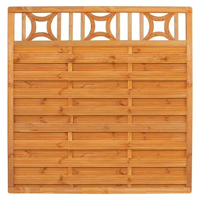 Werth Holz Zaunelement Bern - 179 x 179 cm, Holz, Pinie, Mit Ornament-Gitter - Vorderansicht