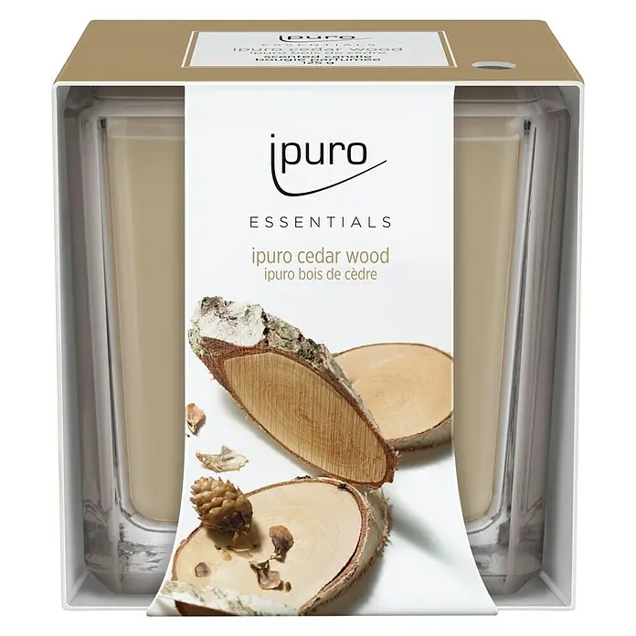 Ipuro Essentials Duftkerze - Im Glas, Cedar Wood - Vorderansicht