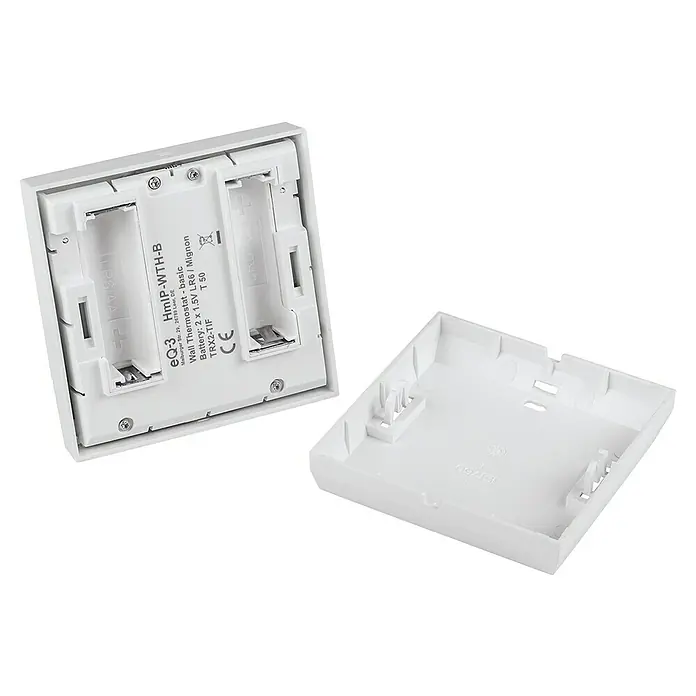 Homematic IP Funk-Raumthermostat HmIP-WTH-B - Weiß, Batteriebetrieben, 22 x 85 x 85 mm - Diagonale Ansicht