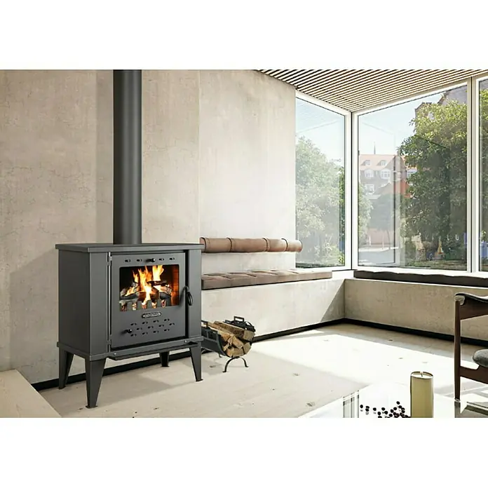 Kamin na drva Fenix - 12 kW, Kapacitet grijanja prostorije: 250 m³, Antracit - Živopisni prikaz