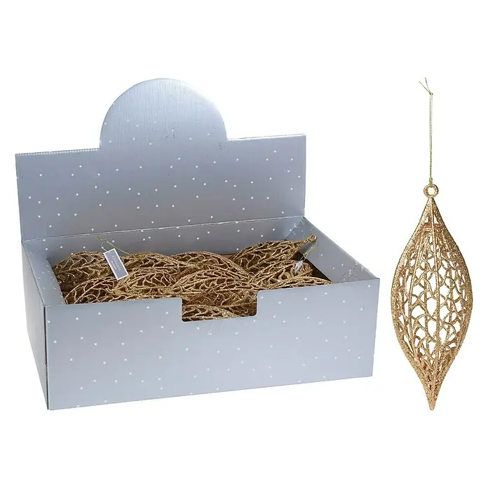 Kerstboomversiering met glitter - Goud, 1 stk. - Diagonaal zicht