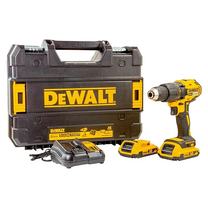 Dewalt Accuschroefboormachine 18V 2 X 2,0AH DCD778D2T - 2 accu's, Li-ion - Diagonaal zicht