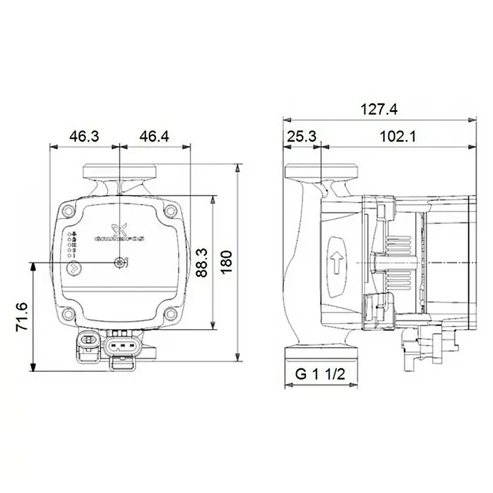 Grundfos Umwälzpumpe Alpha - Mit Wärmedämmschale, Leistungsaufnahme: 3 - 18 W, Einbaulänge: 180 mm, Förderhöhe: 4,4 m