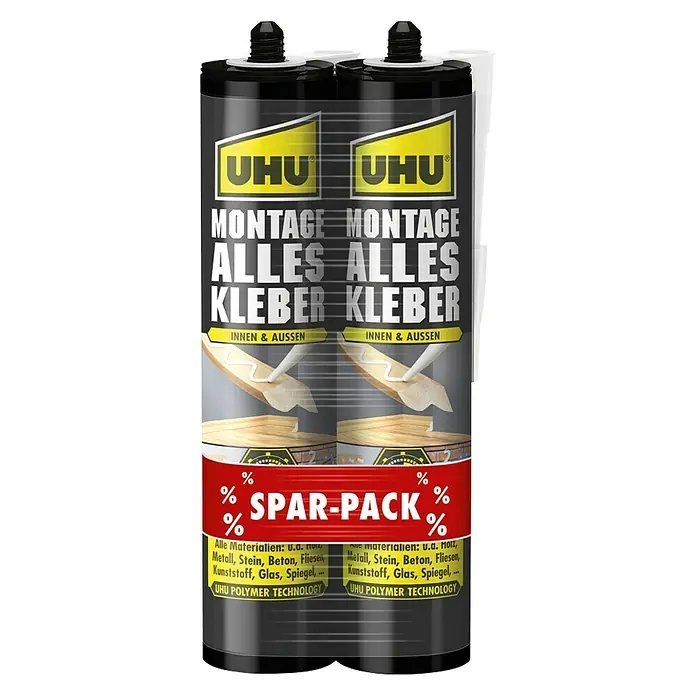 UHU Montagekleber Alleskleber - Weiß, 2 Stk. x 450 g - Vorderansicht