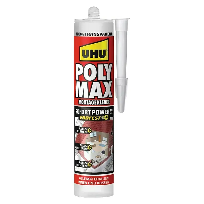 UHU Poly Max Montagekleber Sofort Power - 300 g, Transparent - Vorderansicht