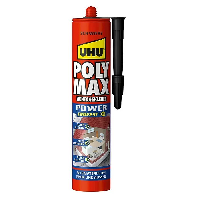 UHU Poly Max Montagekleber Power - 425 g, Schwarz - Vorderansicht