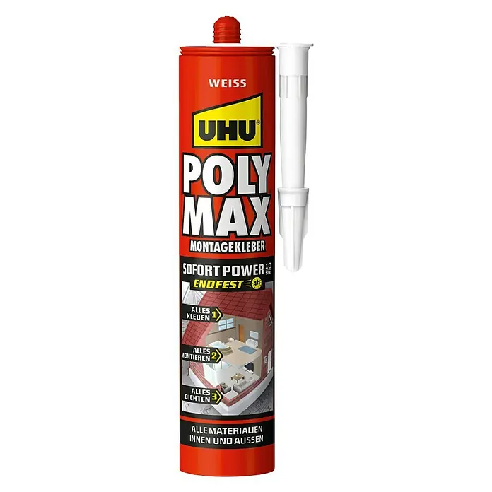 UHU Poly Max Montagekleber Sofort Power - 425 g, Weiß - Vorderansicht