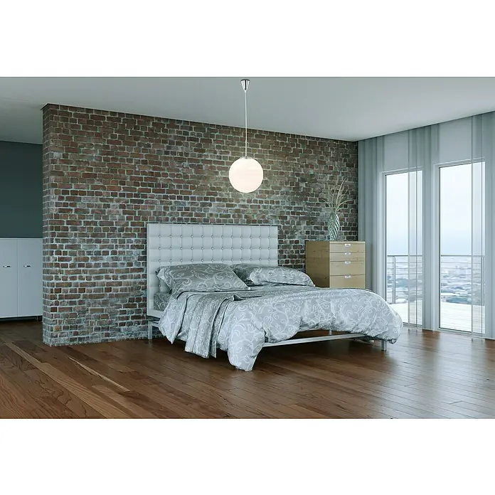 Globo Lámpara colgante redonda Opal - 60 W, Ø x Al: 30 x 180 cm, Níquel, E27 - Foto ambiente