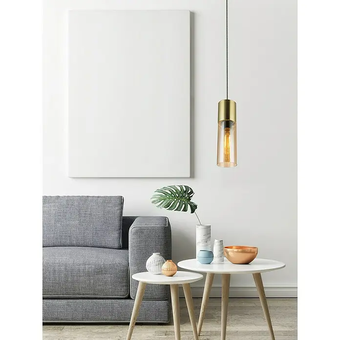 Globo Annika Lámpara colgante - 25 W, Ø x Al: 10,5 x 152,5 cm, Oro, E27 - Foto ambiente